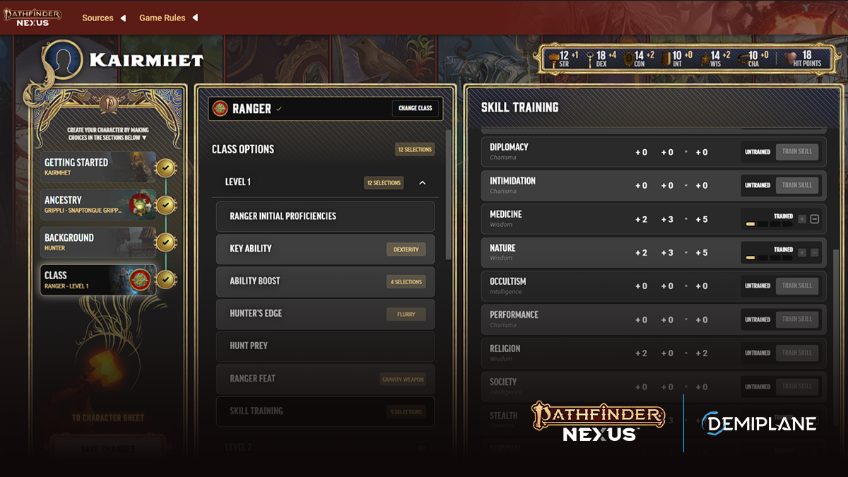 Character Builder Class Options Desktop