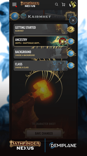 The Character Builder On A Mobile Device