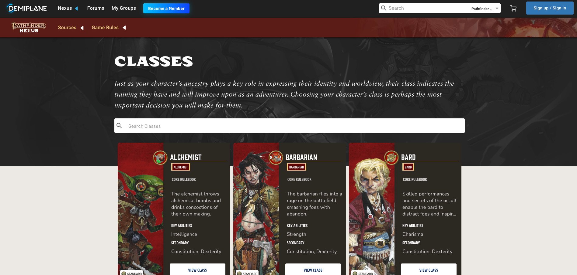 Pathfinder nexus your online pathfinder companion demiplane